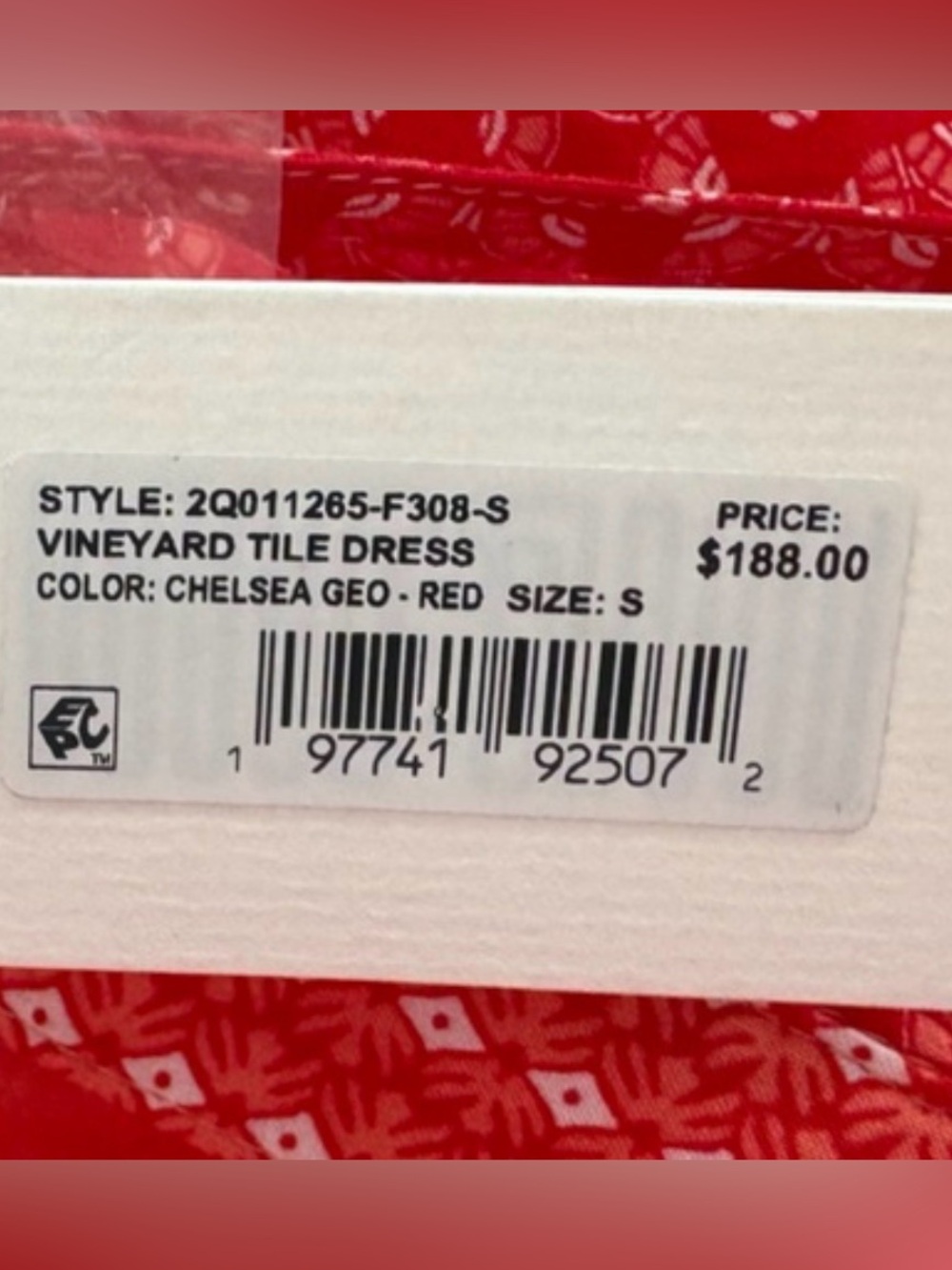 Vineyard Vines Chelsea Geo Tile Dress Red Boho Tassel Lined Size Small - Picture 6 of 6
